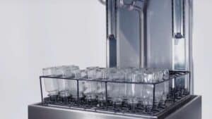 Glass jars ready to wash in the basket