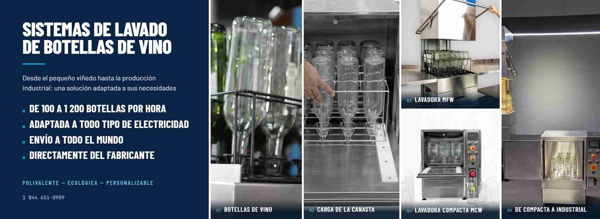 Lavadora de botellas de vino comercial para bodegas y productores de vino