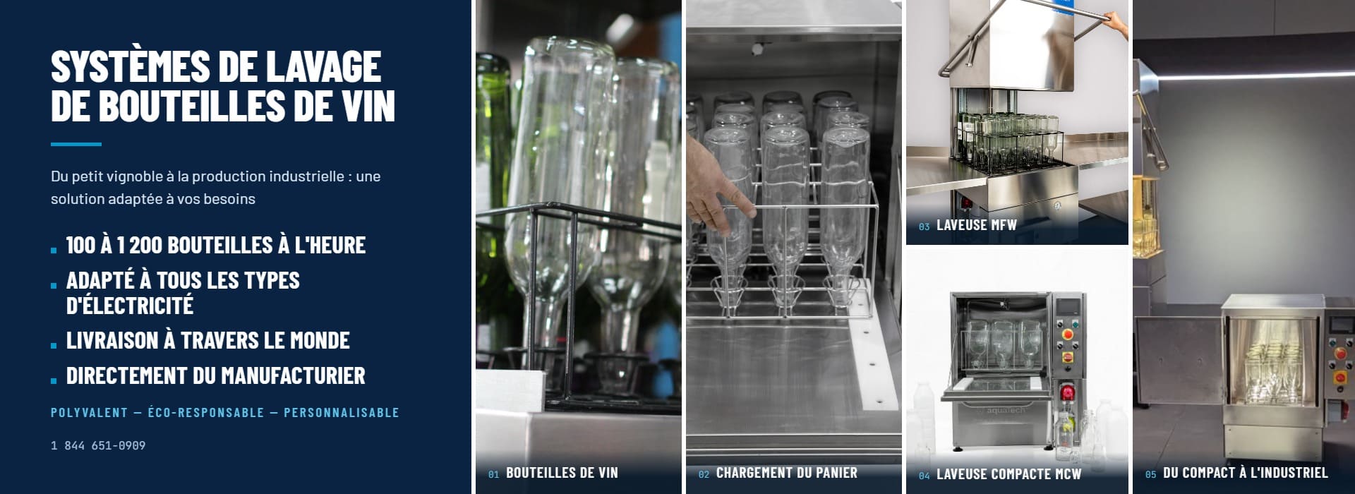Lave-bouteille commercial industriel pour bouteilles de vin dans un vignoble