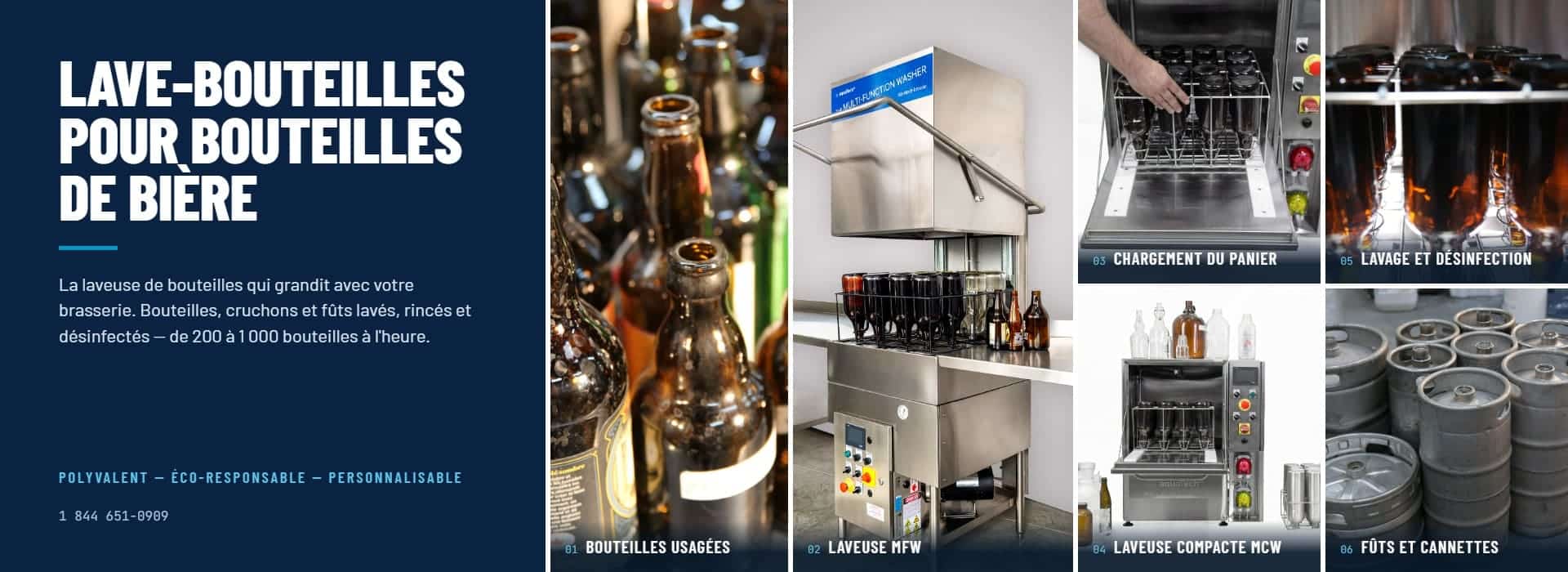 Lave-bouteille pour bouteilles de bière dans une microbrasserie