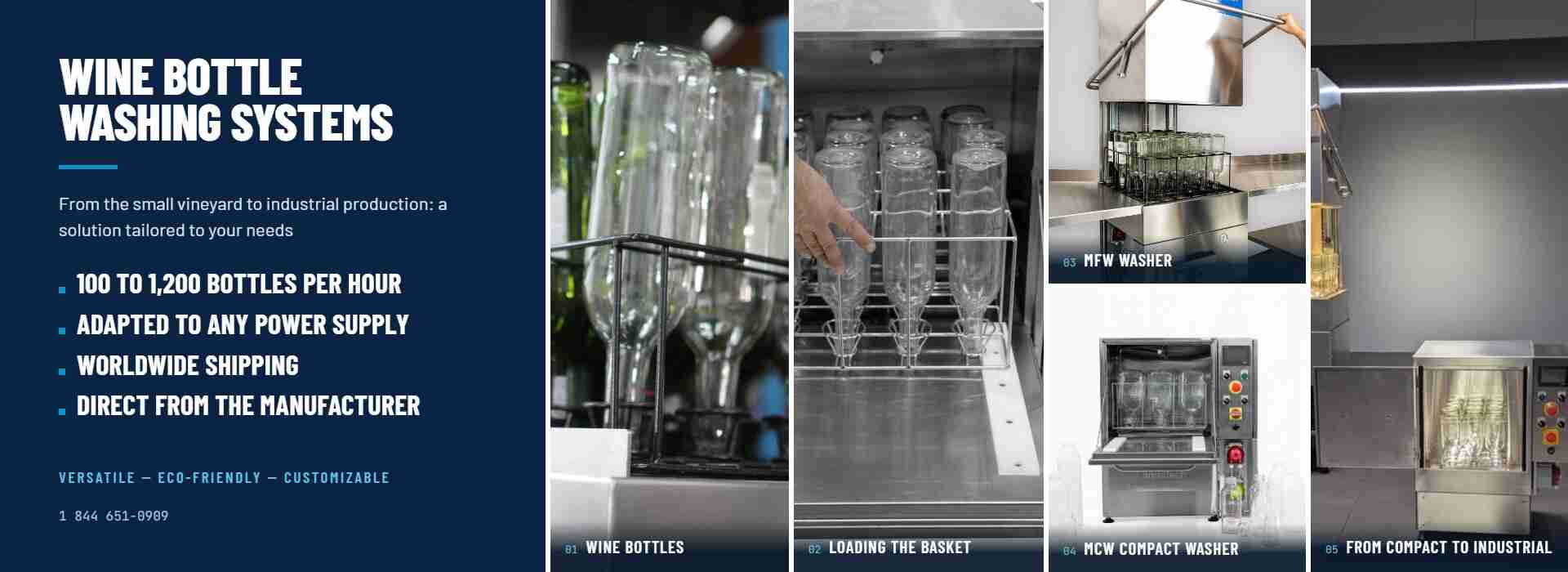 Wine bottle washer for cleaning and rinsing reusable wine bottles
